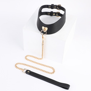 <b>Black</b> Heart Choker With <b>Chain</b> And Buckle For Bondage Play Adult Use - Product Image 1
