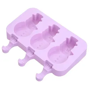 Moldes de Silicona para Paletas Heladas, Moldes Creativos de Dibujos Animados para Hacer Paletas Caseras con Tapa, 3 Cavidades - Product Image 1