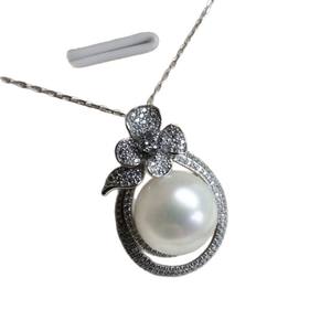 S925 Silver <b>Pendant</b> <b>Large</b> 12-13mm White Aquaculture Pearl Non-Nuclear Old Clam <b>Necklace</b> - Product Image 5