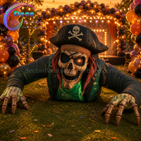 Décoration géante gonflable de squelette de pirate réaliste pour Halloween, accessoire commercial extérieur pour maison hantée