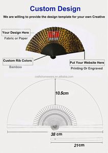 Éventails personnalisés imprimés de 21 cm avec manche en bambou, surface en tissu traditionnel vintage, technique de gravure pour la décoration intérieure et promotionnelle - Product Image 5