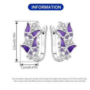 Pendientes/argollas desmontables de latón blanco con mariposas y estrellas moradas, un regalo original y exclusivo para niñas, muy vendidos. - Product Image 2