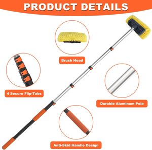Brosse de lavage pour voiture, camion, bateau, tête de brosse de 12 pouces, rallonge d'eau avec interrupteur Brosse de lavage pour voiture avec long manche - Product Image 5