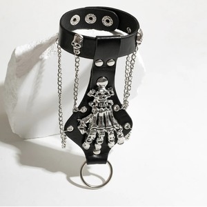 Bracelet squelette noir en alliage de zinc, style punk gothique, bijoux de fête pour hommes, accessoire chaîne - Product Image 4