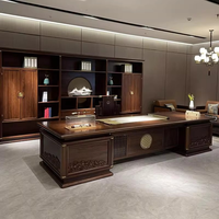 Nouveau bureau en bois massif chinois, table de patron, grand bureau, bureau du président, mobilier de bureau haut de gamme, table de superviseur en orme