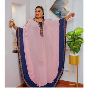 <span class=keywords><strong>Vestidos</strong></span> de talla grande para mujer de tela africana de alta calidad de H & D, Vestido largo de malla de encaje de Color sólido para africano - Product Image 1