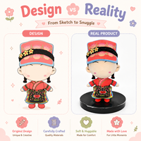 Maßgefertigtes Chinesisches Ethnisches Plüsch-Puppenkostüm mit Blumenstickerei, Komplettes Outfit-Set für Charakter-Stofftier-Maskottchen, Verziertes Verkleidungs-Set