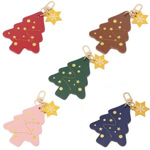 Stocked Creative Pu Leather Christmas Tree Keychain Gold Stamping Pendant Charms Women Backpack Welcome Business <b>Gifts</b> Portable - Product Image 3