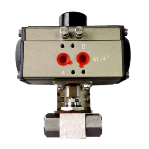 MG-QDQF-B-NPT3/8 Stainless Steel Pneumatic Actuator Control Ball Valve Double Acting Pneumatic Rotary Actuator Ball Valve