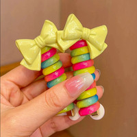 Nouveaux élastiques tendance en caoutchouc pour enfants, attaches pour cheveux en spirale, élastiques en forme de fil téléphonique, accessoires pour queue de cheval
