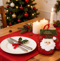 Mini-housses de couverts en forme de Père Noël et bonhomme de neige, décorations de table pour Noël, la maison et la cuisine, ornements de fête