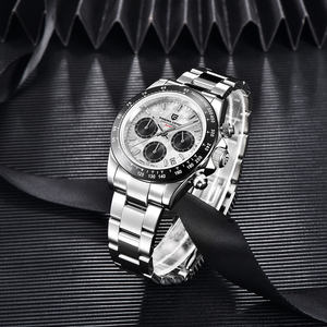 Relojes de Pulsera de Cuarzo PAGANI Design 1664, Cristal de Zafiro de 100 m, 41 mm, Correa de Cuero de Lujo, Patrón de <span class=keywords><strong>Meteorito</strong></span> Cerámico, Estilo de Dibujos Animados - Product Image 4