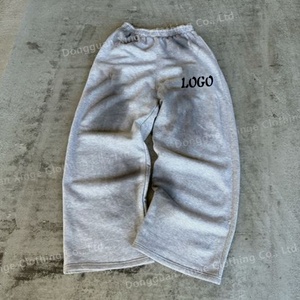 Pantalon de jogging streetwear personnalisé pour homme, taille haute, coupe droite ample, en coton French Terry, délavé à l'acide, style vintage - Product Image 2