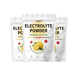 Poudre d'électrolytes hydratante, mélange de boissons vitaminées, saveur citron framboise, supplément d'eau de coco pour l'hydratation et l'énergie avant l'entraînement - Product Image 1