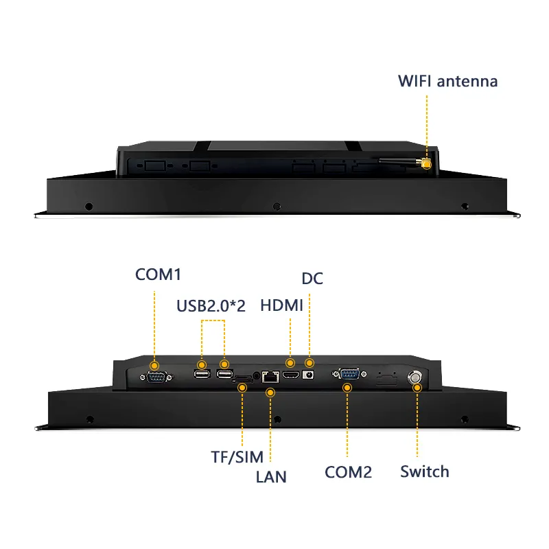 Pantalla táctil industrial capacitiva de 10 puntos de voltaje amplio ultrasensible de grado industrial de 17 pulgadas PC de panel de computadora todo en uno