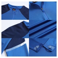 Survêtement de football noir à demi-zip pour homme, personnalisable avec logo, vente en gros, pour entraînement de football