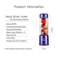 Hoge Borosilicaatglas Handig Reizen Blender Batterij Juicer Mixer Draagbare Smoothie Maker Usb Blender Draagbare Blender Cup