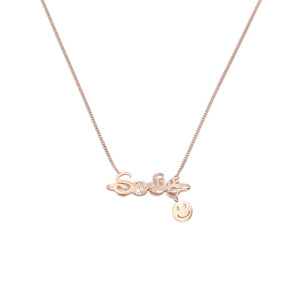 Fashion Letter Smiley Pendant Stainless Steel Necklace For Women Clavicle Chain Gift Jewelry Rose Gold Gold - Product Image 5