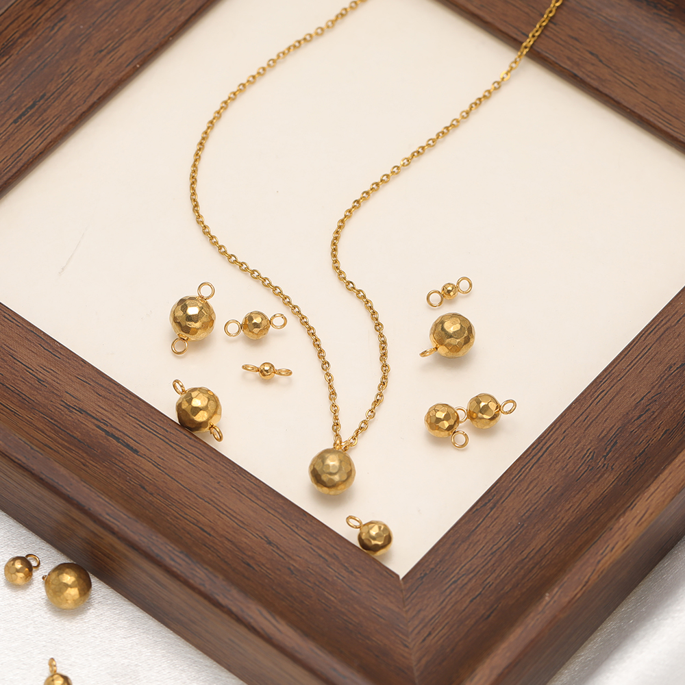 3mm 4mm 5mm 6mm 8mm Stainless Steel Solid Ball Beads Charms 18k Gold Plated Bead Pendants Beads for Jewelry Making