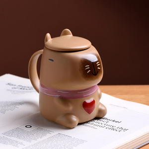 Mug Keramik Porselen Capybara Kartun Nordik Kreatif dengan Tutup, Dapat Digunakan Kembali, Portabel, Aman untuk Mesin Cuci Piring dan Microwave, Cangkir Kopi untuk Kantor dan Rumah - Product Image 6