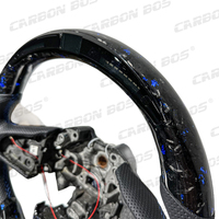 Volant en cuir personnalisé en fibre de carbone forgée bleue avec logo GT LED, adapté à Renault Megane RS/3/4