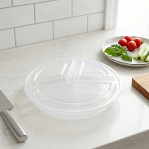 HACAMY 3-Compartment Disposable PP Plastic Food <b>Containers</b> with Airtight Lids Round Fast Food Catering <b>Takeaway</b> Bowls - Product Image 1