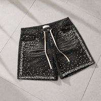 Jeans en denim vintage surdimensionnés pour hommes, style streetwear, en coton, délavés à l'acide, avec cristaux et strass, personnalisés par le fabricant HDenim