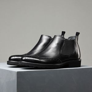 Zapatos de Hombre de Cuero Genuino Personalizados, de Primera Capa de Piel de Vacuno, con Borde Abierto y Adornos, Formales de Negocios, Estilo Británico de Tres Secciones - Product Image 1