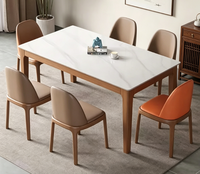 Table à manger et chaises en bois massif Table à manger en dalle de pierre Nordic Simple Small Apartment Home Rectangular Dining Table Solid