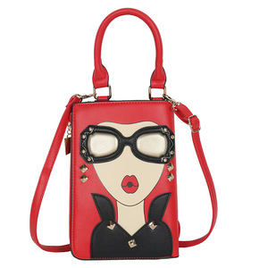 Venta caliente Lady Face PU bolsos de cuero Top Handle Satchel mujeres Funky Tote monedero Hobo Crossbody bolsos de hombro - Product Image 1