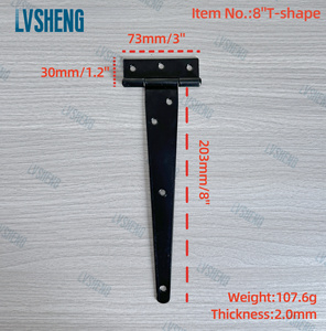 8 אינץ 'מתקפל t-צורה דלת ציר פלדה בגודל מותאם אישית צבע שטוח דלת חבטות שער תיקון חומרה במפעל lvsheng - Product Image 5