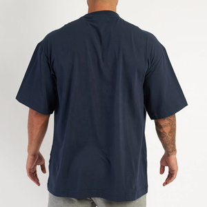 เสื้อยืดคอตตอนสตรีทแวร์ไซส์ใหญ่สำหรับผู้ชาย น้ำหนัก 26 กรัม เสื้อยืดคอกลมแบบเรียบ ทรงหลวมไหล่ตก เสื้อยืดโอเวอร์ไซส์ - Product Image 3