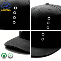 Casquette de baseball noire à visière plate style urbain avec détails œillet, fabrication OEM/ODM directe d'usine, pour activités décontractées unisexe