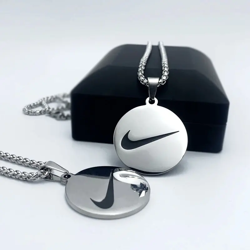 Круглое Брендовое черное резное ожерелье из нержавеющей стали с крючком и логотипом мужское модное ожерелье в стиле хип-хоп