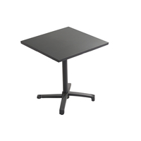 Vente en gros de table basse à manger en aluminium noir design de piédestal carré rond personnalisable pour l'extérieur petit endroit pour restaurant
