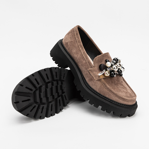 OEM ODM Wholesale New Designer Ladies <strong>Black</strong> Oxford Office Casual Cute Leather Slip-On Flat Loafers <strong>Brogues</strong> Shoes for <strong>Women</strong> - Product Image 1