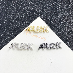 CZ Micro Pave Letter <strong>Word</strong> Pendant/<strong>Charm</strong> Brass 18K Gold Plated Zircon for Children's Jewelry Making Necklace Bracelet <strong>Charm</strong> - Product Image 2