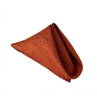 Serviettes de table rustiques en tissu orange brûlé pour mariage avec bordure décorative