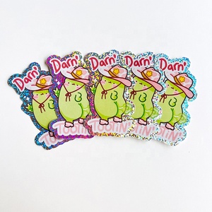 Venta al por mayor de pegatinas de vinilo holográficas de película láser de impresión de logotipo personalizado impermeable efecto arcoíris troquelado pegatina de Anime brillante - Product Image 3