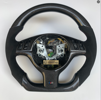 Volant en fibre de carbone personnalisé pour BMW E46 E39, style plat avec côtés en cuir Alcaantara