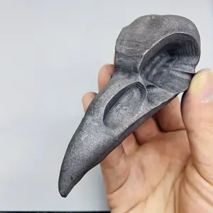 Cráneos de Cuervo de Shungita de Cuarzo Natural al por Mayor, Estatua Tallada a Mano, Adorno de Animal Pequeño para Halloween, DIY - Product Image 4