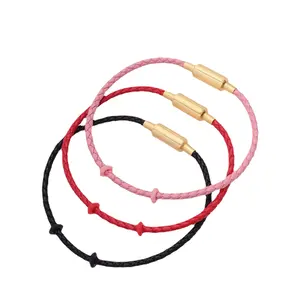 2404 झोउ परिवार वही लाल चमड़े की स्ट्रिंग कंगन पहन सकते हैं मनका 3 डी हार्ड सोने की रस्सी स्थानांतरण काउहाइड ब्रेडेड बीआर