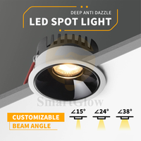 Spot LED encastré intelligent Tuya WIFI Zigbee à intensité variable CCT, sans cadre, anti-éblouissement, COB LED