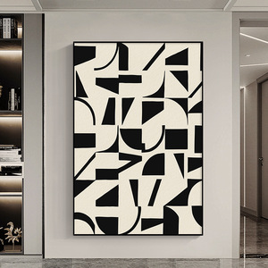 모던 미니멀리스트 스타일 흑백 추상 기하학 예술 벽화 캔버스 프린트 홈 데코레이션용 - Product Image 2