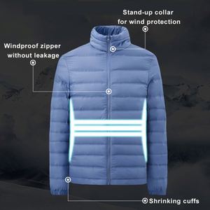 Veste d'hiver légère et chaude à col montant, personnalisée, rembourrée de duvet de canard blanc, imperméable en nylon, pour femme et homme - Product Image 2