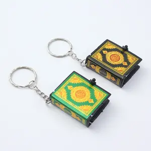 Lilangda Fashion Religious Jewelry Women Allah Real Paper Can Read Pendant Keyring Yellow Mini Arabic Islamic Quran Keychain