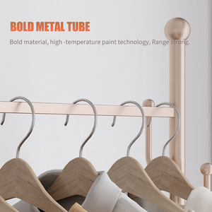 Coat Rack Metal Standing Bedroom Clothing Organizer With <b>Storage</b> <b>Basket</b> And Wheels For Clothes And Bags - Product Image 4