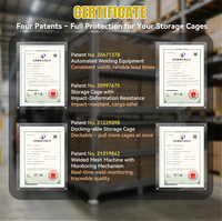 EASYLINK Conteneur de stockage en treillis métallique galvanisé à chaud avec verrouillage, cage à palettes pliable en treillis, capacité 1500 kg, grille 50x50mm 4/1