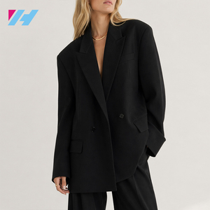 Blazer Oversize <span class=keywords><strong>Femme</strong></span> Croisé Coupe Décontractée Minimaliste Sur Mesure pour le Bureau - Product Image 1