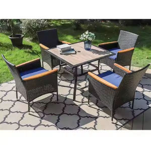 Meilleur prix pour des meubles de jardin imperméables, table de salle à manger en rotin, en métal, en <span class=keywords><strong>bois</strong></span>, pour l'extérieur, pour le jardin - Product Image 3